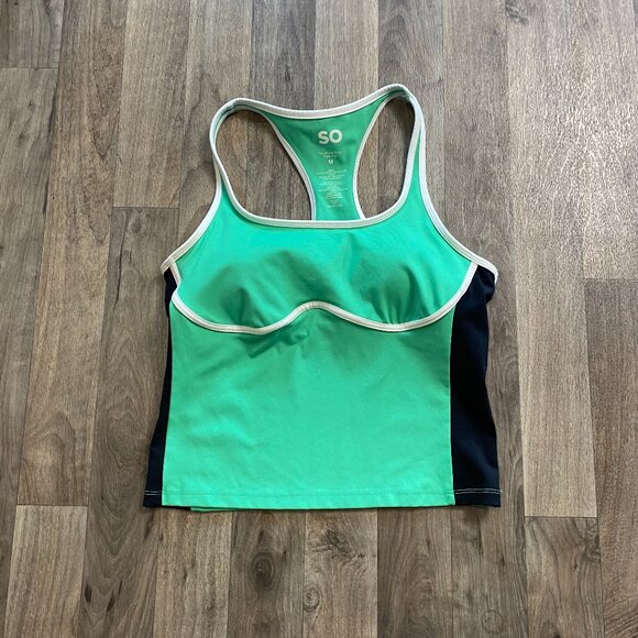 SO Sporty Cropped Tank Top Green Size Medium - Picture 1 of 6